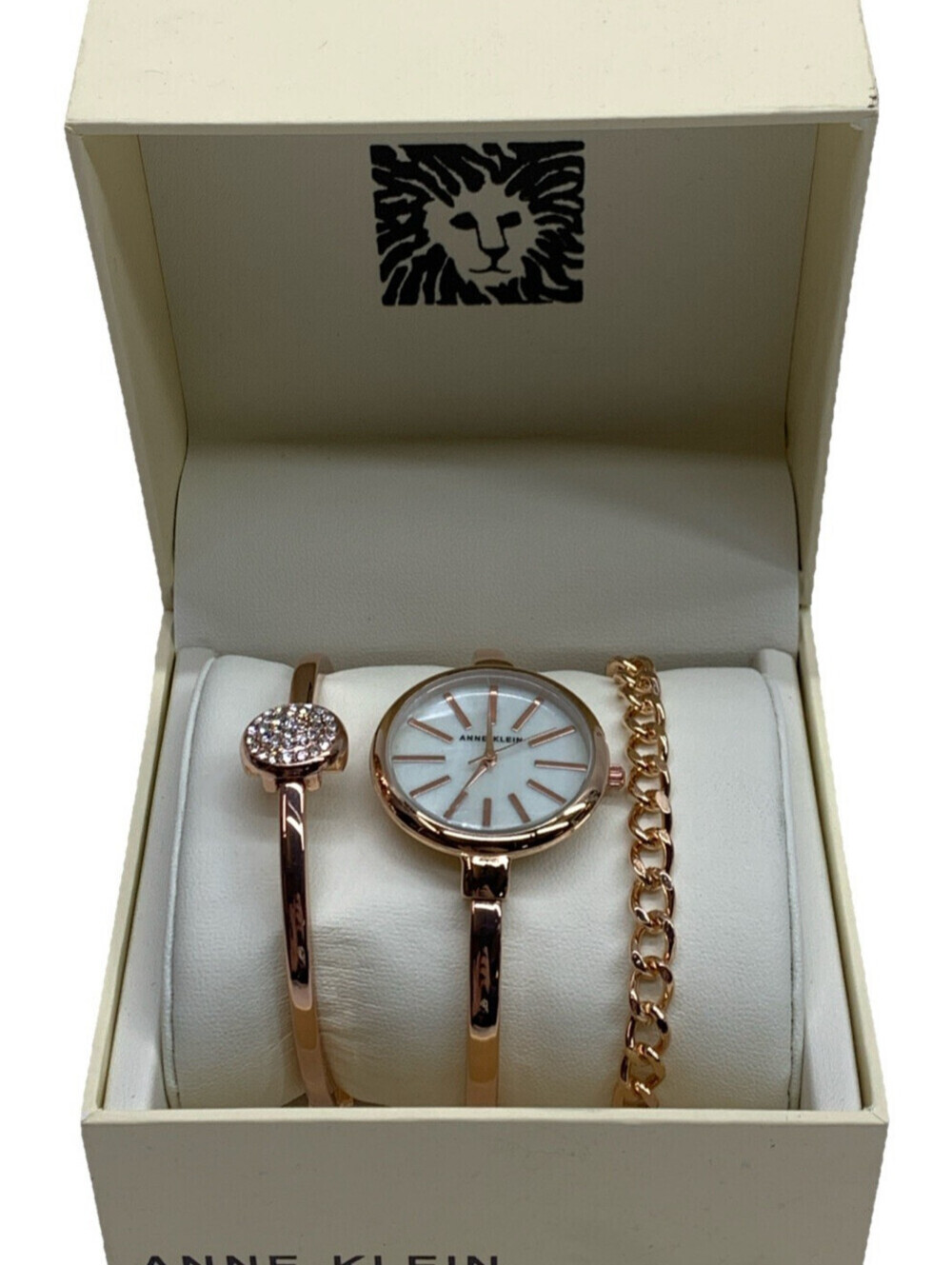 Anne Klein Women AK/1470RGST (610D) Rose Gold-tone Bangle Watch and Bracelet Set
